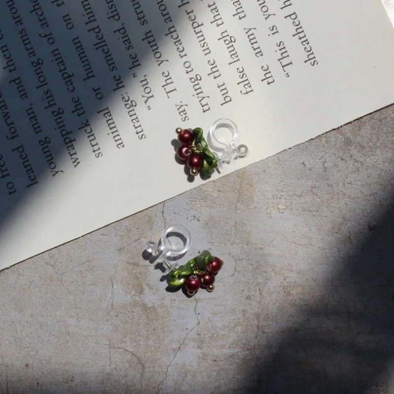 2021 милые клюквы вишнево-красный бисер шпилька серьга темперамент маленькие