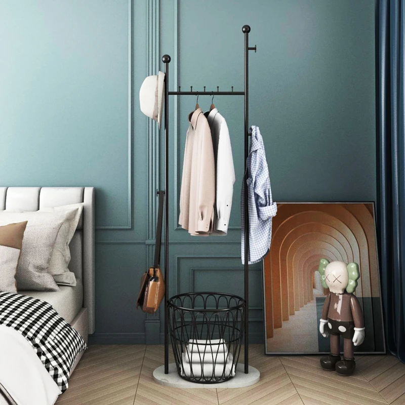 GY Light Luxury Iron Hanger Floor Bedroom and Household Storage Rack Modern Simple Coat Rack Marble Clothes Rack