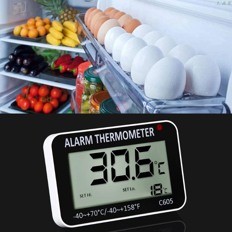 Подвесной Магнитный цифровой термометр с сигнализацией для холодильника