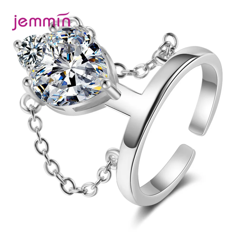 

Resizable 925 Sterling Silver Ring Sparkling Cubic Zirconia Adjustable Ring S925 Silver Jewelry for Women Female