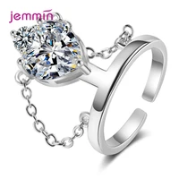 resizable 925 sterling silver ring sparkling cubic zirconia adjustable ring s925 silver jewelry for women female