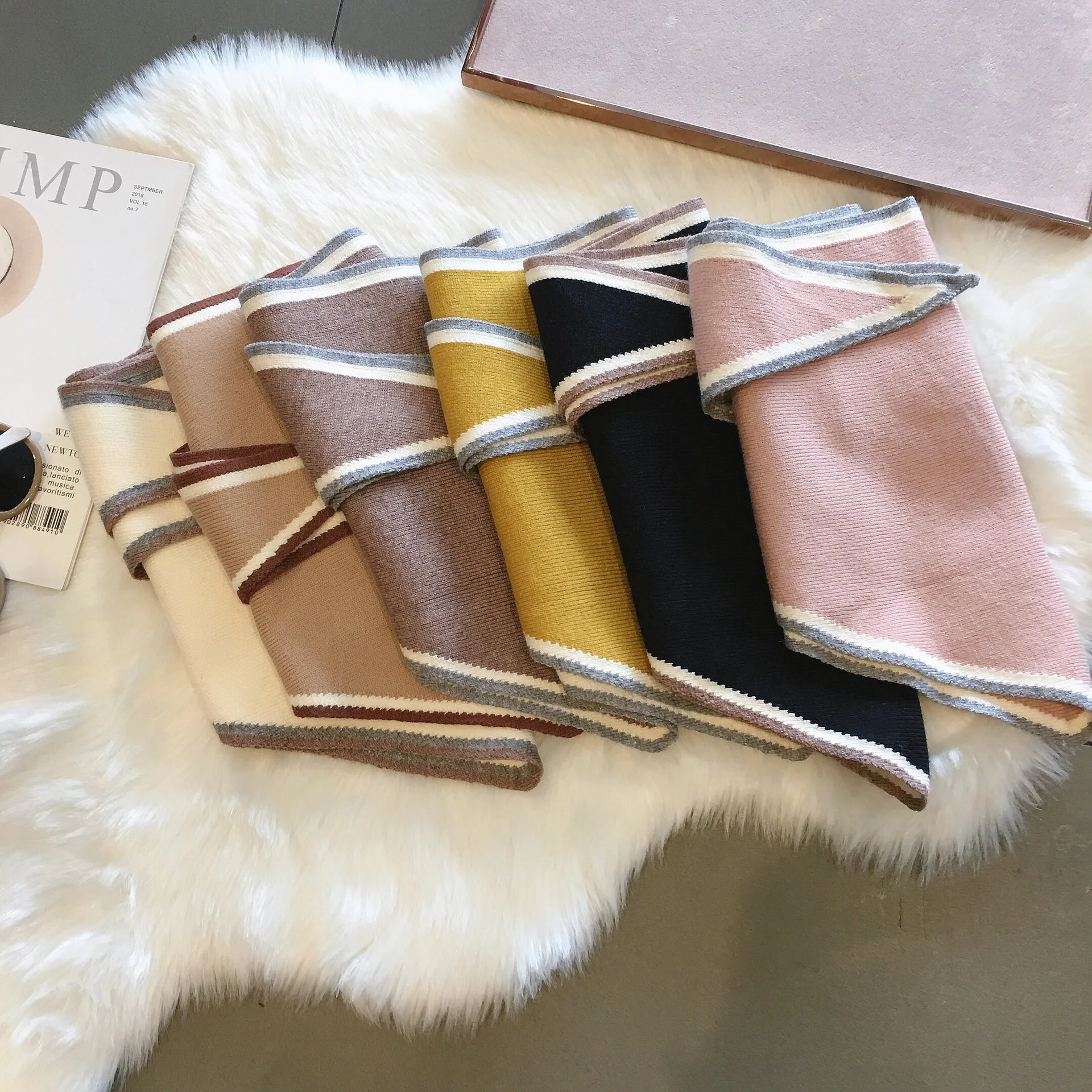 Трикотажный шерстяной треугольный шарф PHLE Женская Защитная шаль для шеи