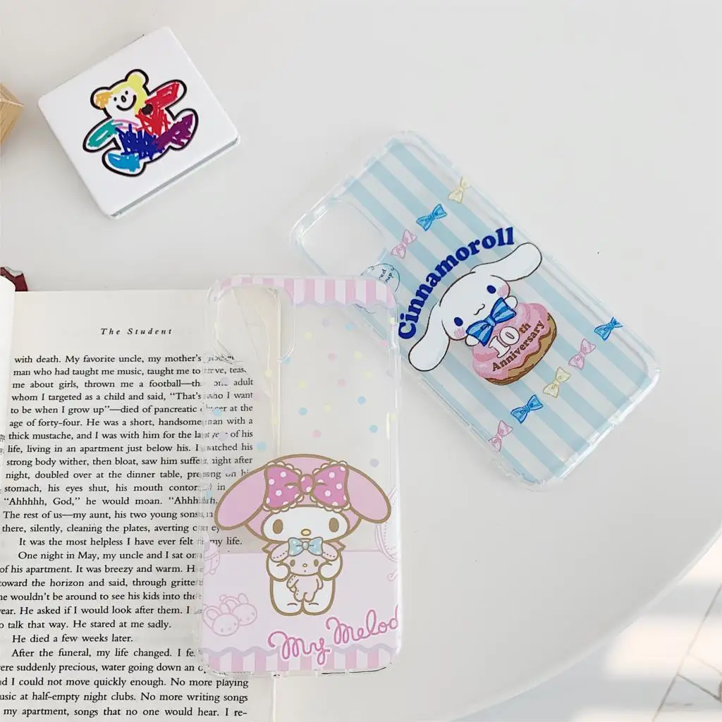 cute cartoon Melody Cinnamoroll dog phone case For iphone Xs 11 pro MAX XR X 7 8 plus couple clear soft TPU back cover stripe |