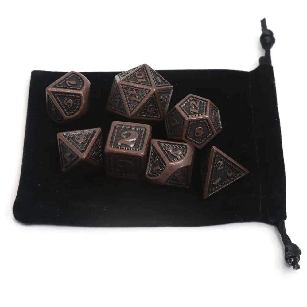 

CHENGSHUO rpg dice set.Metal dice,The Brass dragon dice are used in all kinds of role-playing games.The digital dice for DND,COC