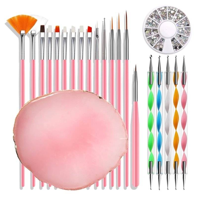 

DIY Nail Art Decorations Tools Manicure Craft Gift with Dust Brush AB Diamond