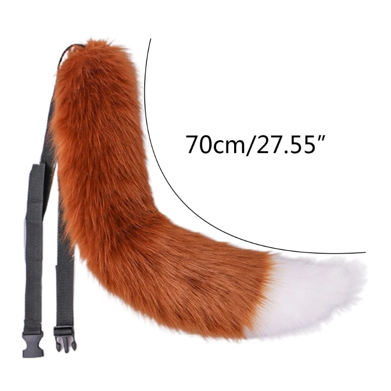 

70cm Contrast Color Faux Fur Animal Bendable Tail Novelty Simulation Foxtail for Adult Kids Furry Wolf Cosplay Costume