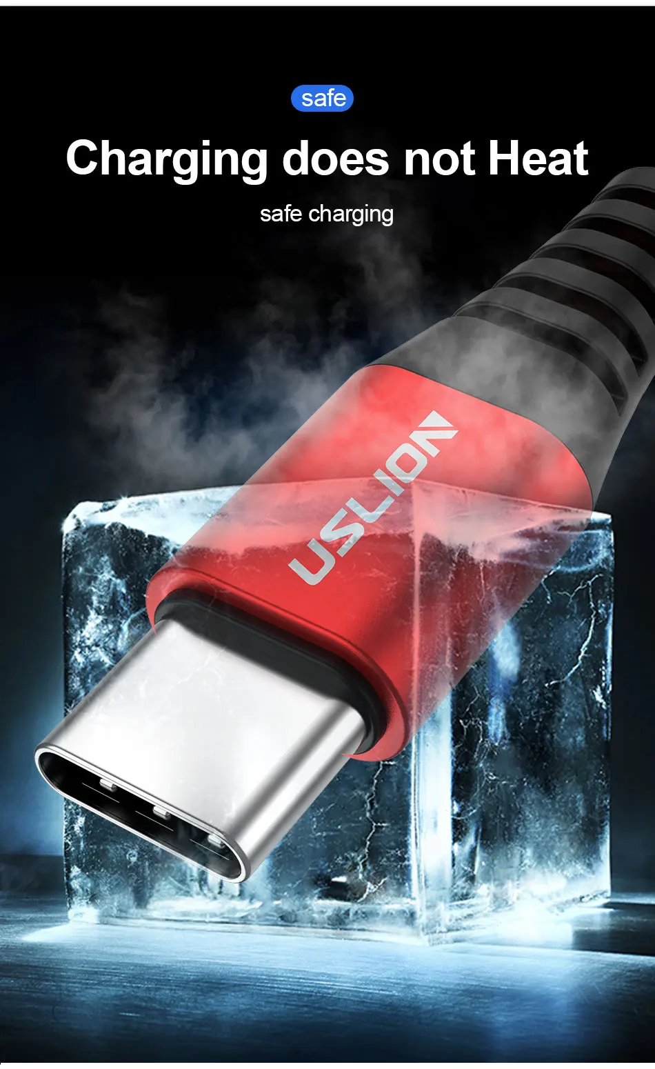 USLION 3A usb type C кабель для samsung S10 S9 S8 Быстрая зарядка type-C Телефон зарядный провод USB C кабель для Xiaomi mi9 Redmi note 7