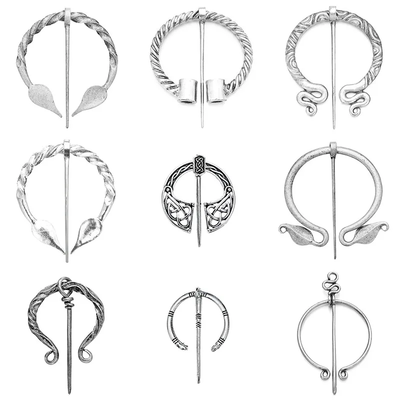 

Retro Pins Brooches Penannular Cloak Round Trendy Brooch Metal Zinc Alloy for Women Collection Twists Knotted Pin Fibula