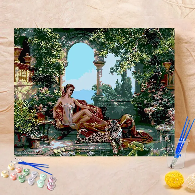 DIY Безрамная картина с изображением Льва ландшафта искусство маслом на холсте