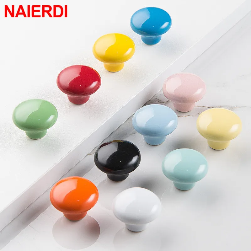 Круглая керамическая ручка для мебели NAIERDI ручки выдвижных ящиков ярких цветов