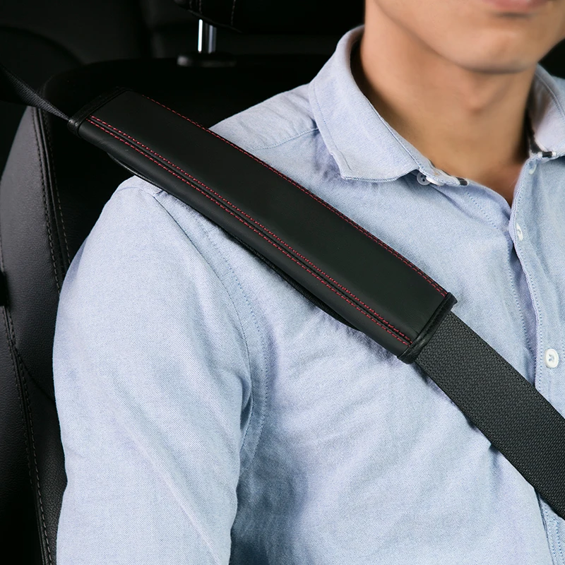 2 шт. автомобильный кожаный ремень безопасности Подушка для ремней Чехол ремня