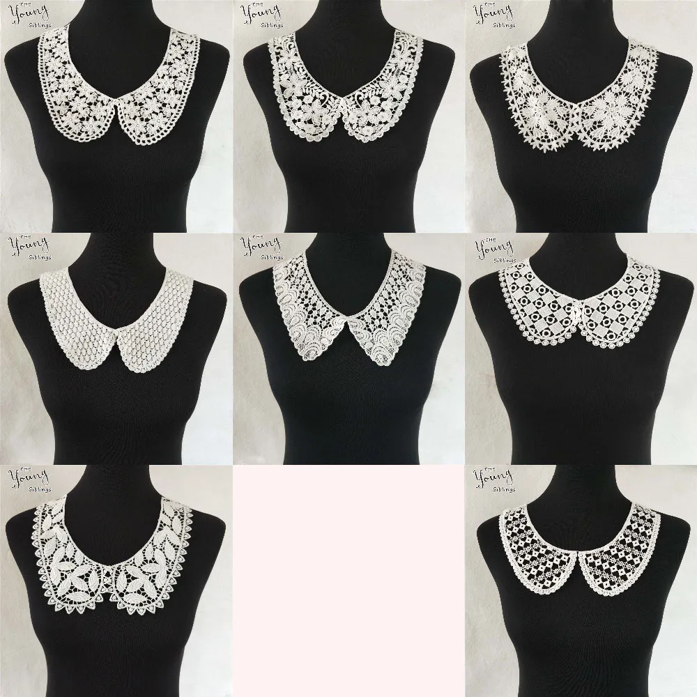 New arrive White U shape Lace Collar Embroidered Applique Neckline Lace Collar Embellishments Trims Wedding Dress Accessories