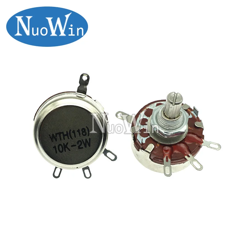 

2PCS WTH118 2W 1A Potentiometer 1K 2.2K 4.7K 10K 22K 47K 100K 470K 1M WTH118-2W Round Shaft Carbon Rotary Taper Potentiometer