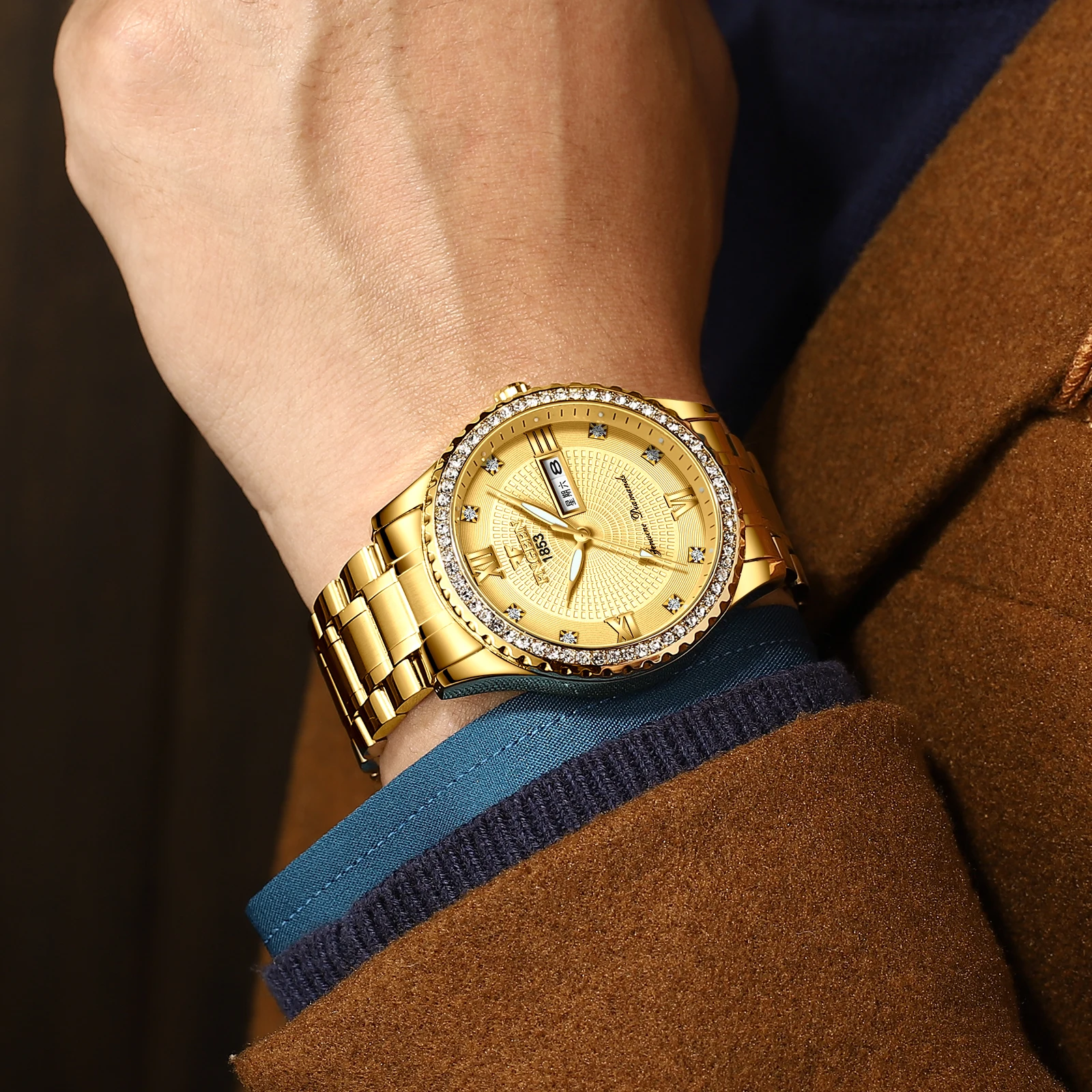 

FNGEEN New Genuine Watch Stainless Waterproof Watches Men Business Quartz Watch Luxury Men Wristwatch Relogio masculino saati