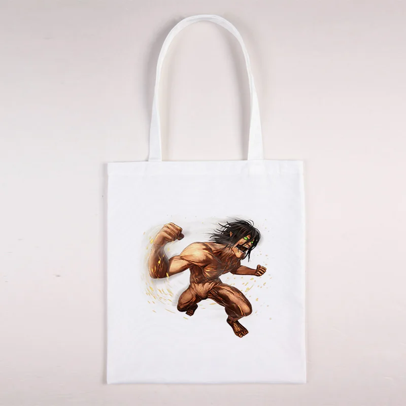 

Anime Shopper Bag Woman Free Shipping Bags Women Designer Handbags Titans Attack Women's Shoulder With Print Canvas Reusable for