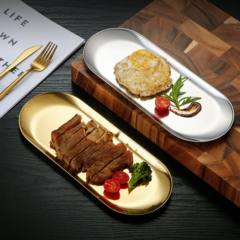 Десертная обеденная тарелка из нержавеющей стали в скандинавском стиле