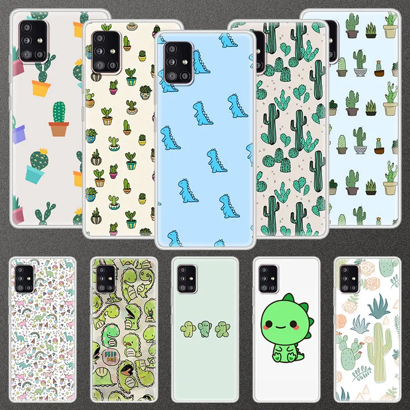 

Soft Case For Samsung Galaxy A51 A71 A21S A31 A41 M31 A11 M51 M21 M11 Translucent Phone Cover Shell Cactus Dinosaur Printing
