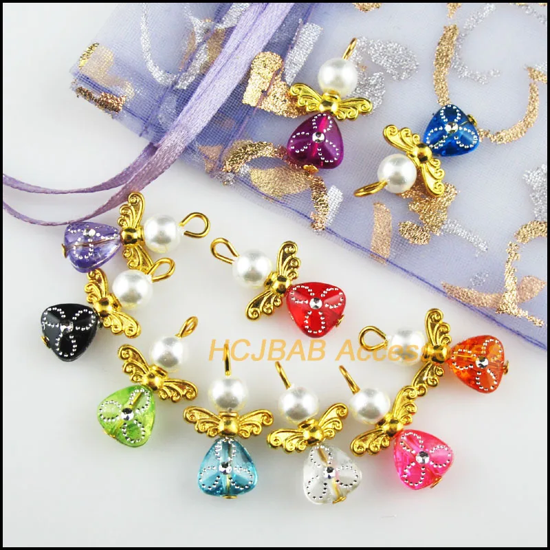 Мода 20 Новые шармы Смешанные Сердце танцующий Ангел золото Цвет кулоны крылья