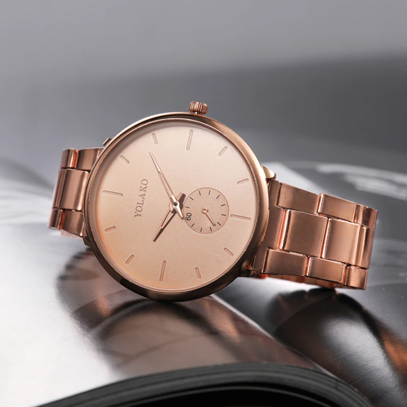 

Women Watches Stainless Steel Unisex Simple WristWatches Rose Gold Casual Couple Quartz Clock For Girl Relogio Feminino