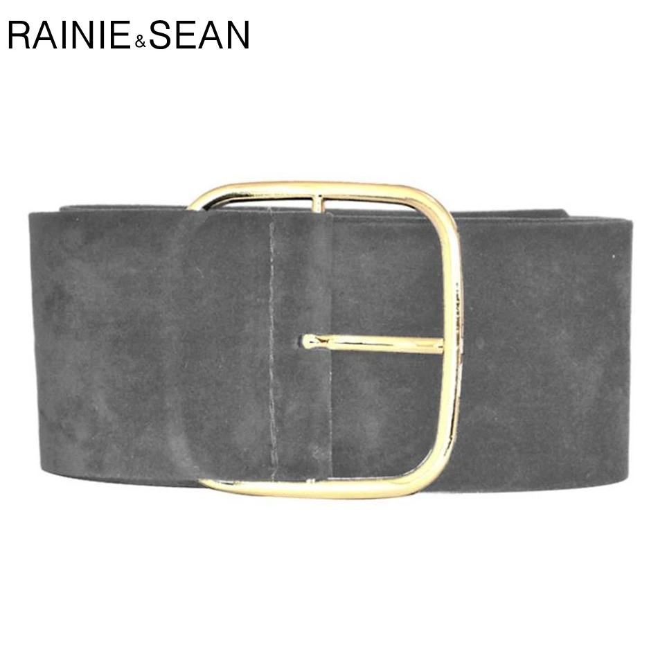 Ремень RAINIE SEAN замшевый Женский широкий пояс для платьев черный армейский зеленый