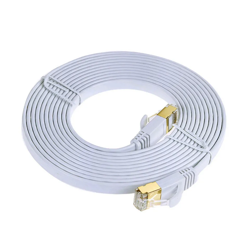 Плоский Ethernet Кабель интернет Cat 7 8 м 10 15 20 25 30 белый черный синий Cat7 сетевые кабели