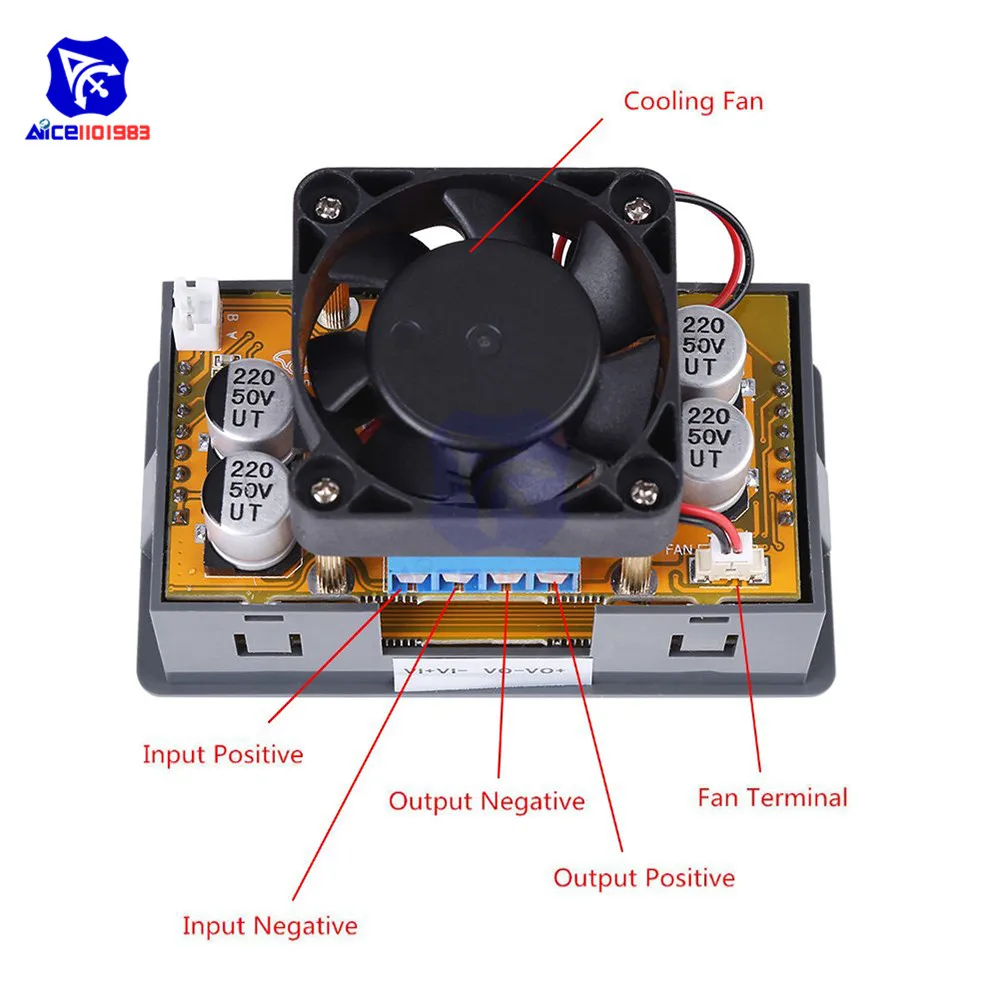 Diymore lcd цифровой DC-DC 6-32 В до 0-32 В 5A понижающий преобразователь модуль питания с вентилятором Регулируемый регулятор напряжения