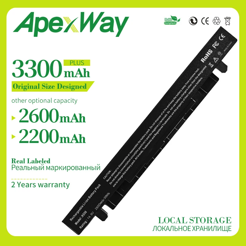 Apexway 4 ячейки Φ фотосессия 450 A550 X450 X550V F450 F552 R510 R510C K450 P550 K550 P450 R409|Аккумуляторы для