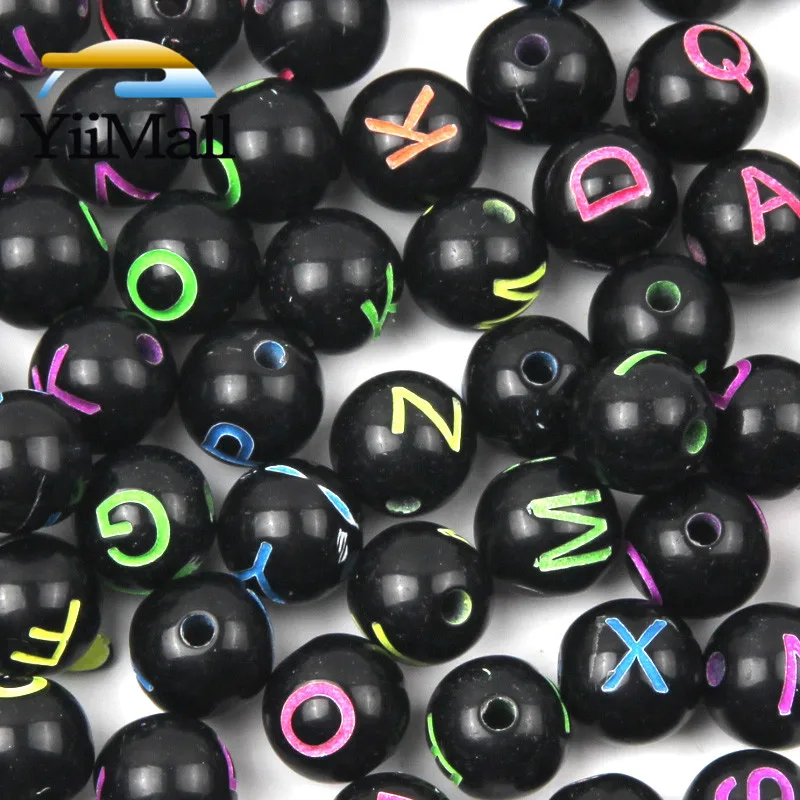 Круглые акриловые бусины с буквами шарики 8 мм отверстием алфавита россыпью для
