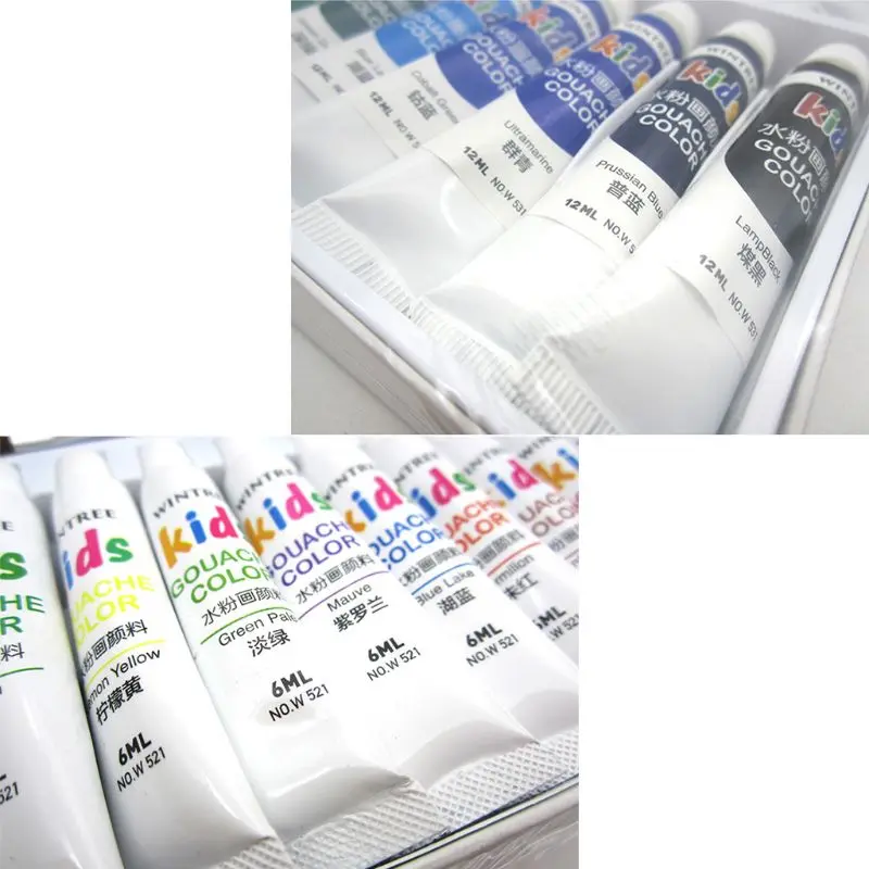 

12/24 Colors Gouache Paint Set 12ml Pigment Tubes Easy Convenient to Mix with Great Results Art Supplies