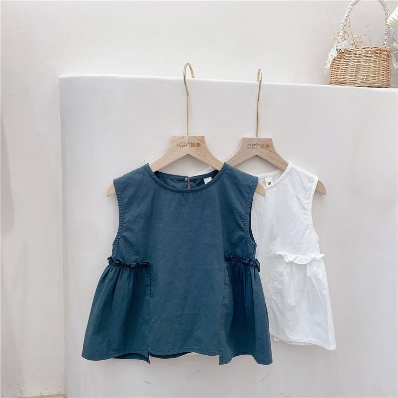 

2021 летняя Новинка для маленьких девочек; Детские жилеты для девочек футболка без рукавов для маленьких хлопковый жилет в Корейском стиле; Р...