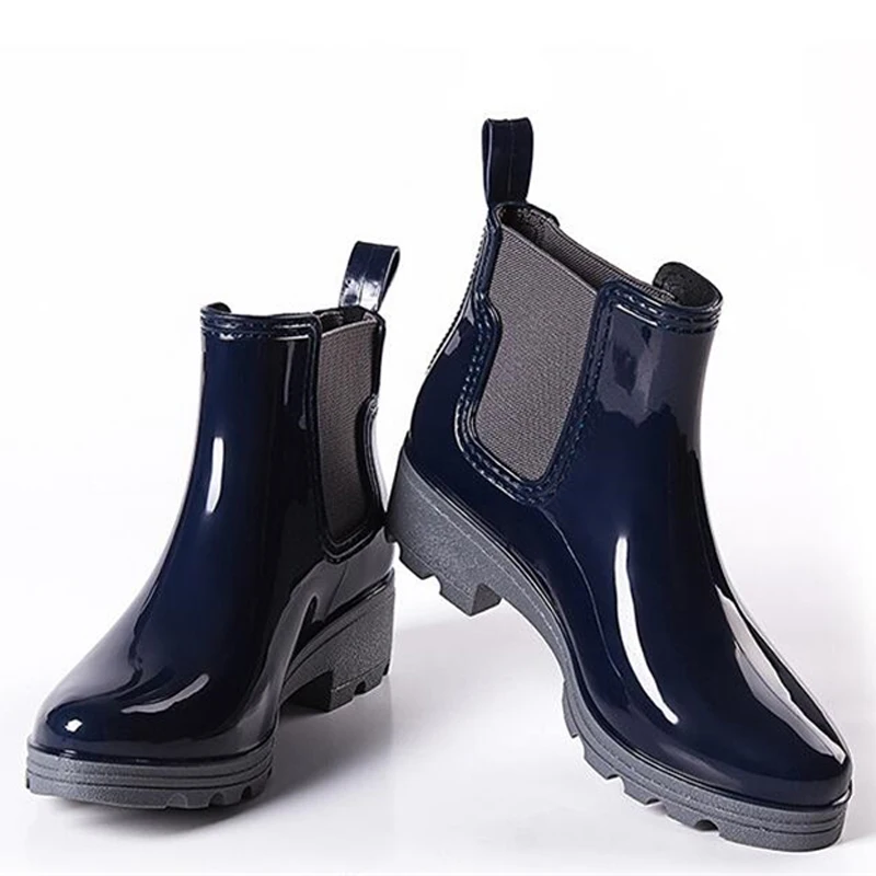 Женские резиновые ботинки на резиновой подошве черные/красные/синие мартинсы