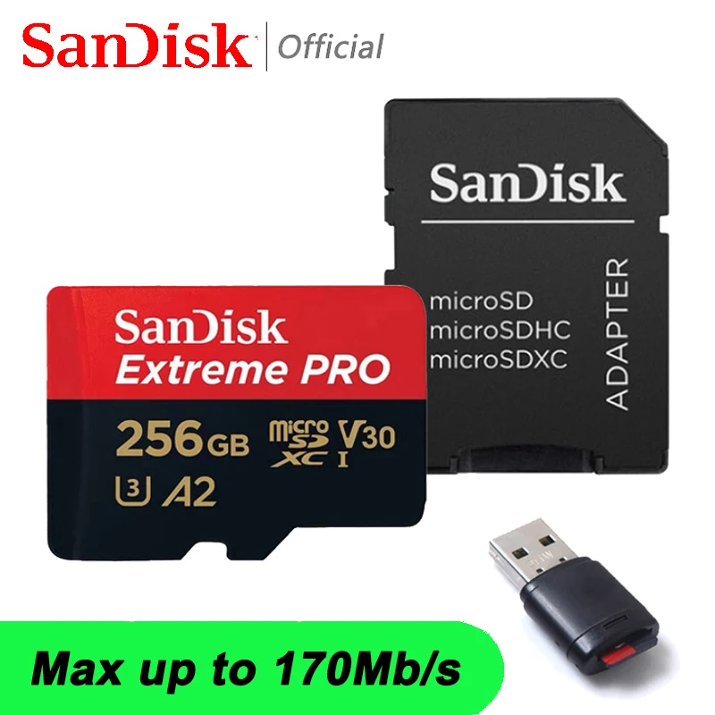 

SanDisk Extreme PRO Micro SD Card 128GB Up to 170MB/s 64GB 256GB A2 V30 U3 TF Card 32GB 512GB A1 Memory SD Card 1TB With For PC