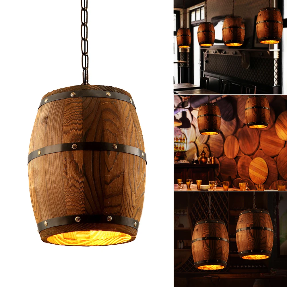 

Vintage American Country Solid Wood Wine Barrel Chandelier Ceiling Lamp Chandelier Bar Cafe Living Room Table Lamp Lighting