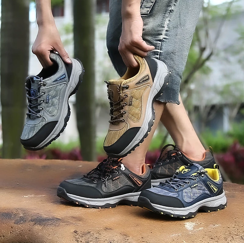 

New Outdoor Men Hiking Shoes Waterproof Moutain Climbing Sneakers Lace-Up Trekking Shoes Comfort Jogging Sport Footwear For Male