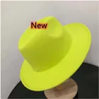 Флуоресцентная зеленая новая шляпа Федора шляпа с широкими полями шляпа фетровая шляпа мужская джазовая шляпа церковная шляпа Федора женская шляпа мужская шляпа