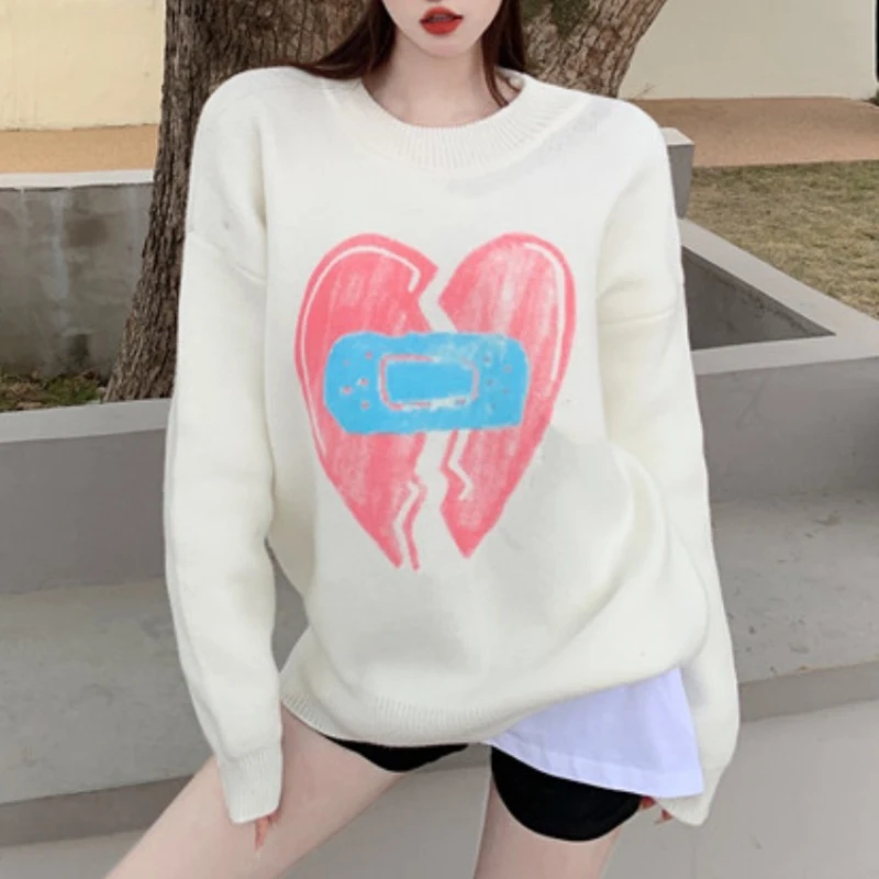 

Свитер женский однотонный асимметричный, модный вязаный свитер свободного покроя, винтажный Асимметричный пуловер с длинным рукавом, Осен...