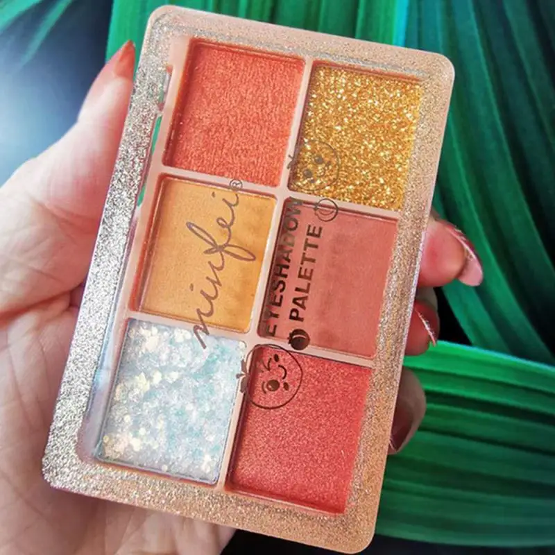 6 цветов пюре диск для теней гель с блестками матовый металлический палитра