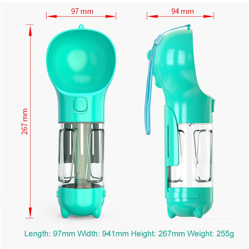 

Portable Pet Cat Dog Water Bottle Feeder Drinking Bowl Dispenser With Poop Shovel Plastic Bags Leak Proof Lock Pet Products Sale