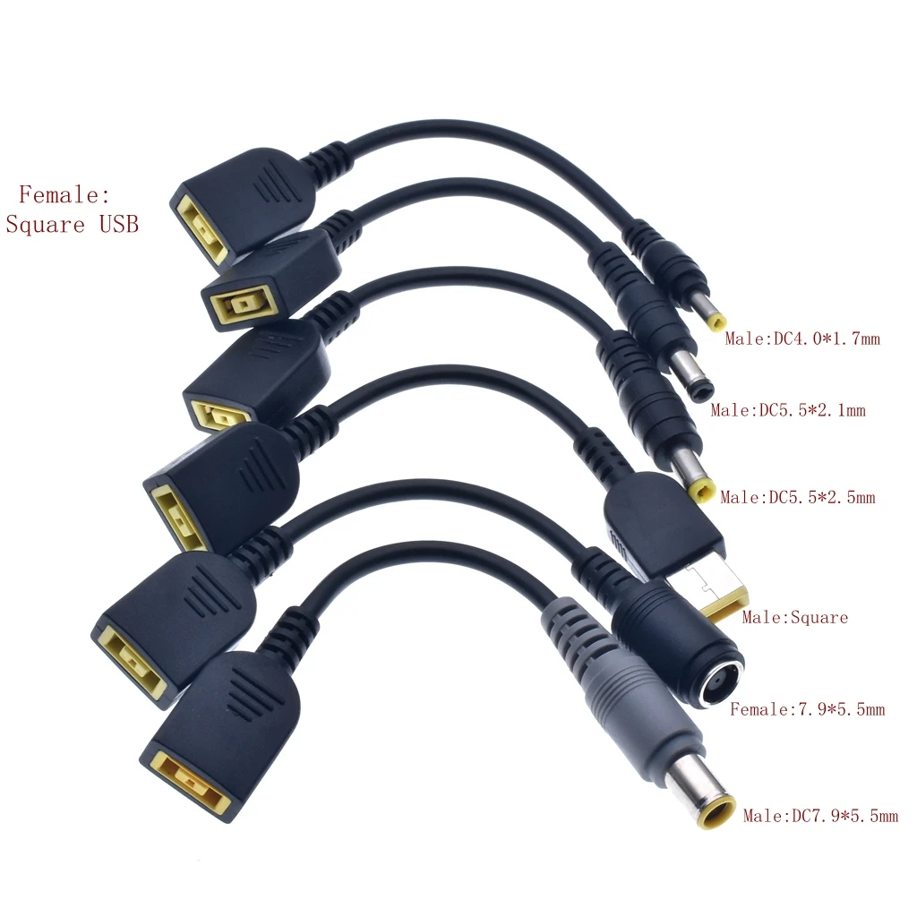 DC Power Jack Square USB Female to 5 5*2 1/7 9*5 5/4 0*1 7/mm Male Кабель преобразователя питания для ноутбука
