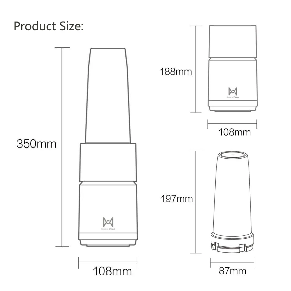 Xiaomi Pinlo высокоскоростной блендер мини портативная соковыжималка для фруктов и овощей миксер сои дробилка для льда Мясорубка кухонный комбайн