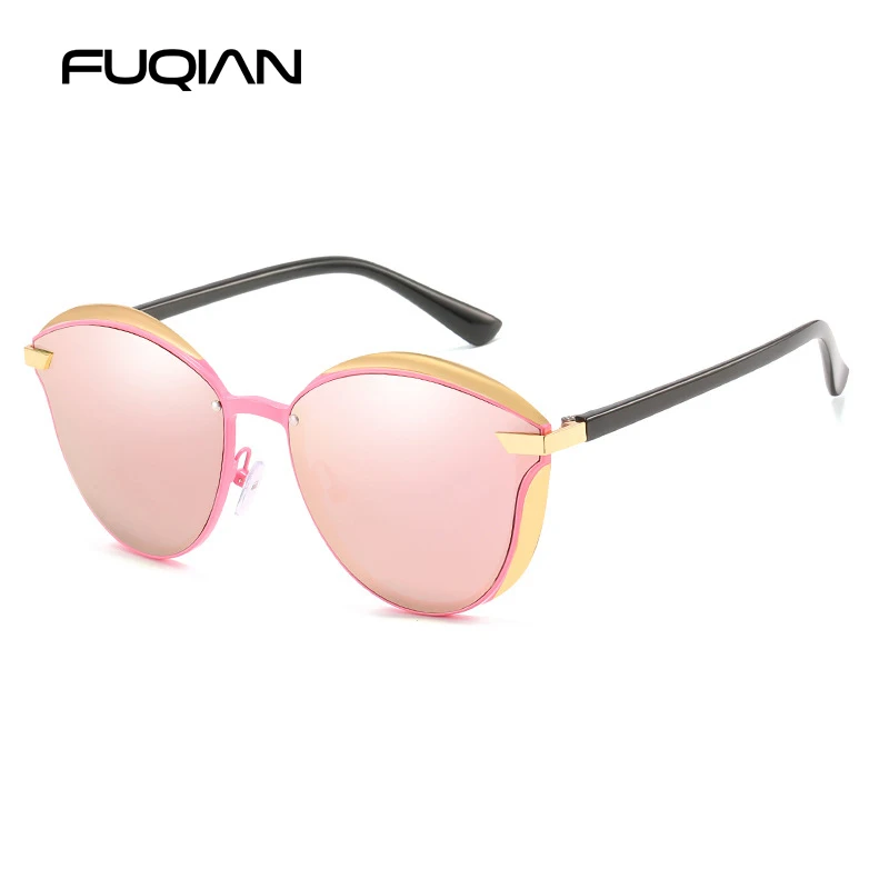 Pink FUQIAN Роскошные кошачий глаз женские солнцезащитные очки поляризованные винтажные металлические женские солнцезащитные очки модные солнцезащитные очки для вождения Gafas De Sol - Цвет линз: Pink