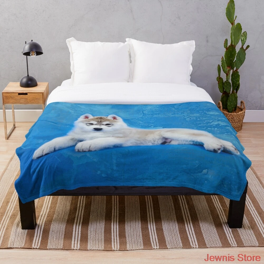 

Сибирский щенок Хаски плед одеяло шерпа теплое супер мягкое Фланелевое офисное покрывало для сна диван Постельное белье плюшевое одеяло пл...