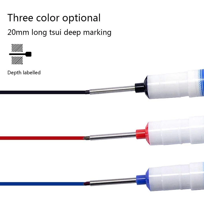 

1/3pcs Long Head Bathroom Woodworking Multi-Purpose Marker Deep Drill Hole Long Nib Water Resistant Marker Pens PR Sale
