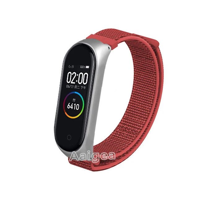 Модный тканый нейлоновый ремешок для часов петля для браслета Xiaomi mi 3 4 mi Band 4 3 сменный ремешок на запястье для браслета mi Band 4 - Цвет: Красный