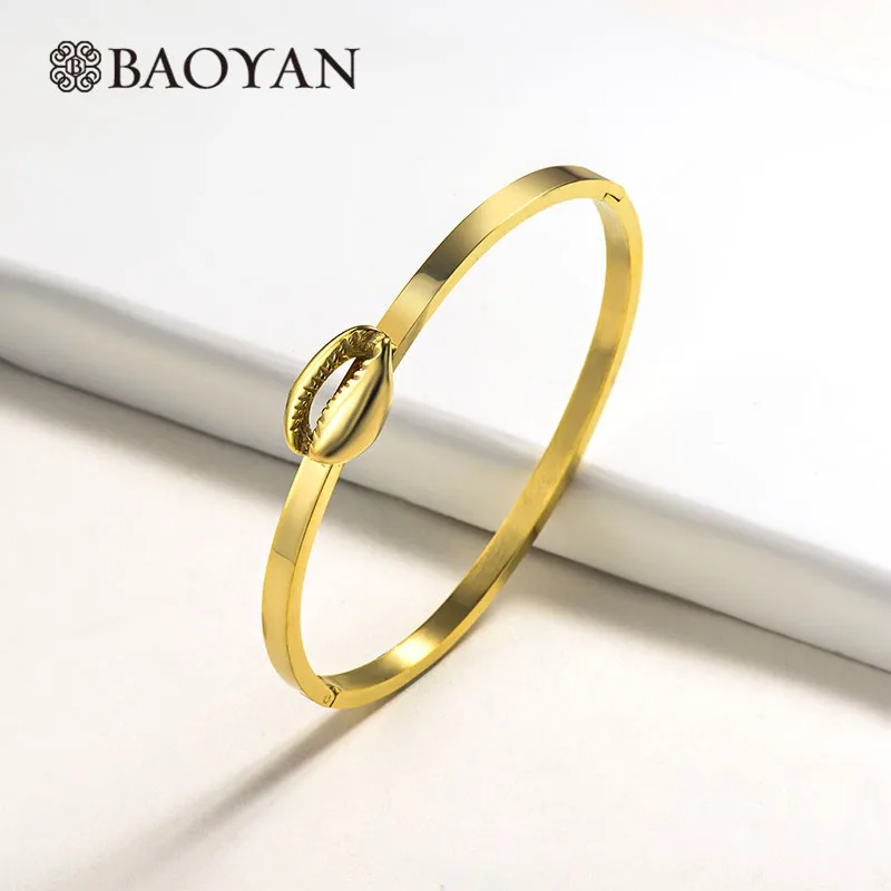 Baoyan титановая оболочка браслеты-талисманы мода золото каури раковина браслеты