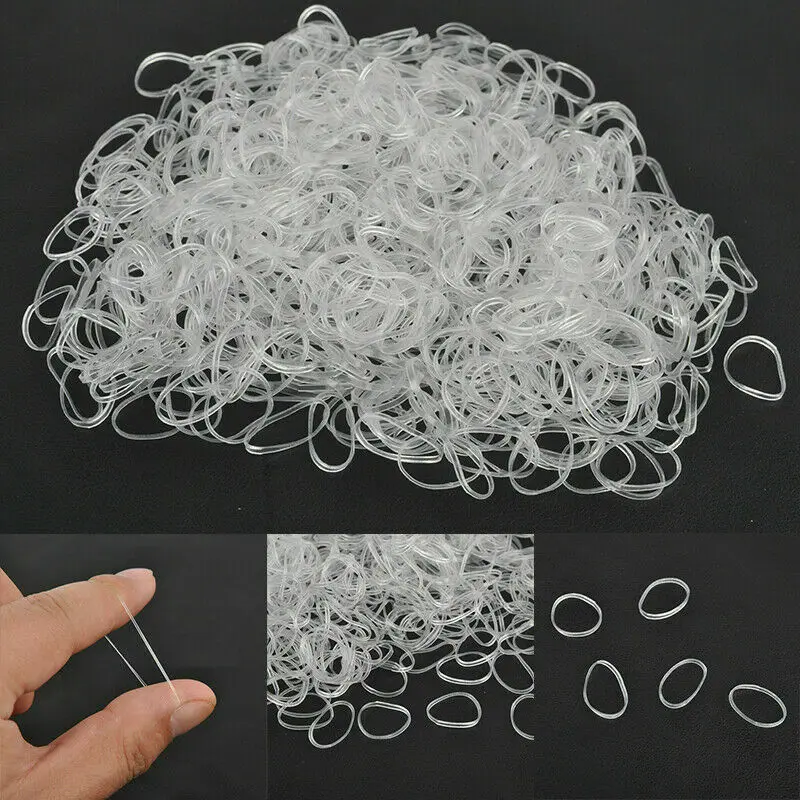 

Hot 500pcs Hair Tie Band Ponytail Holder Elastic Rubber Clear White Women Girls