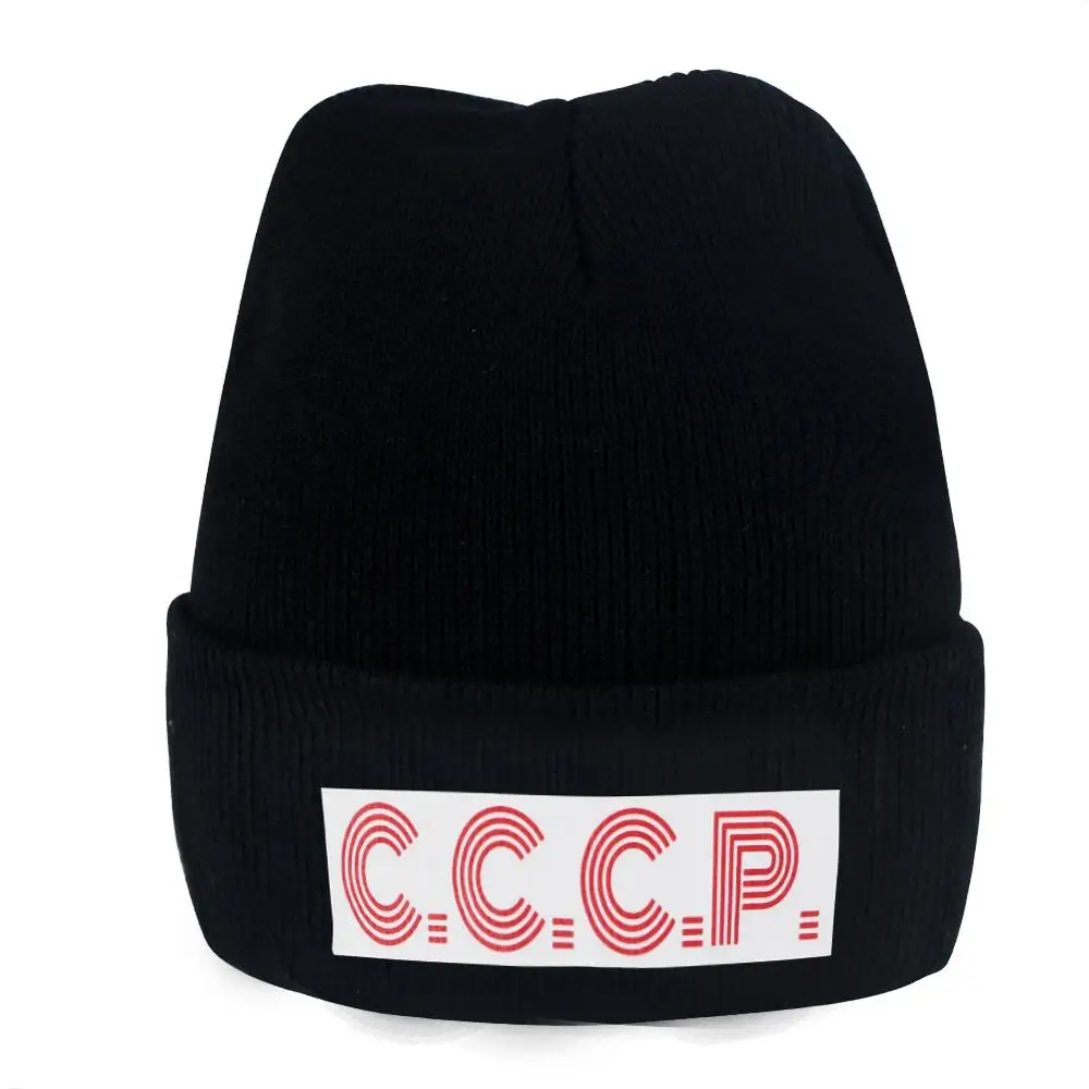 Русская Шапка бини с принтом CCCP Мужская зимняя вязаная шапка Toque женская кепка