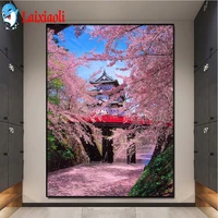 5d diy diamond painting mt fuji japan diamond embroidery cherry blossom temple scenery mosaic picture cross stitch home decor