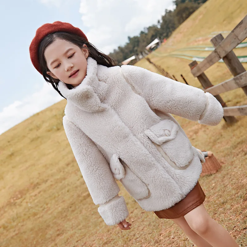 Однотонное Детское пальто из натуральной шерсти для девочек и мальчиков