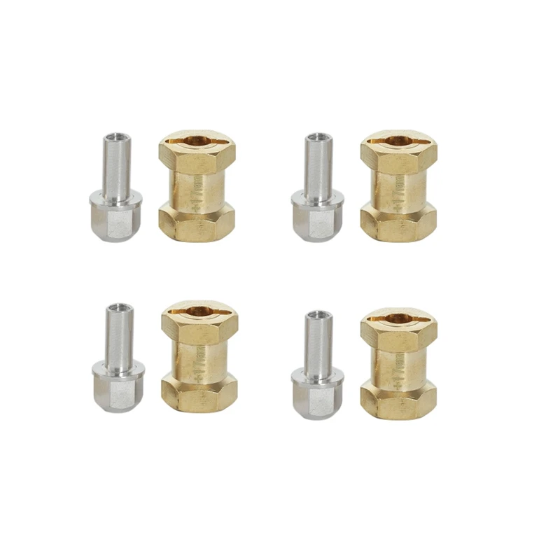 

4Pcs RC Car 12Mm Hex Wheel Hub Drive Adaptor 12Mm Extension Combiner Brass Coupler for 1/10 RC Crawler Axial SCX10 D90